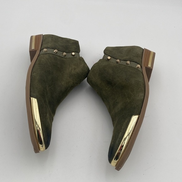 Fergie ankle boots are women 9M suede green gold details festival casual gipsy - Picture 9 of 14